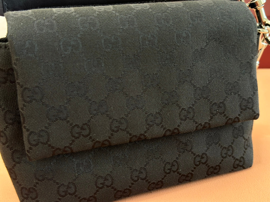 Gucci Bag Black Canvas Leather 248452