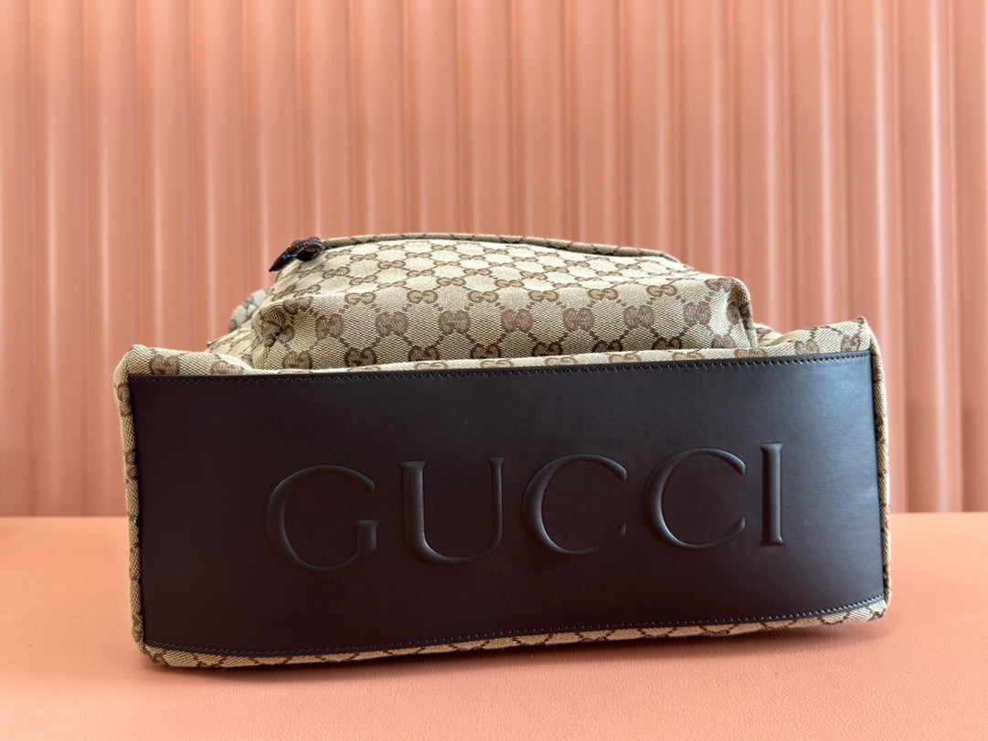 Gucci Backpack Beige mix Brown Canvas Leather 248446