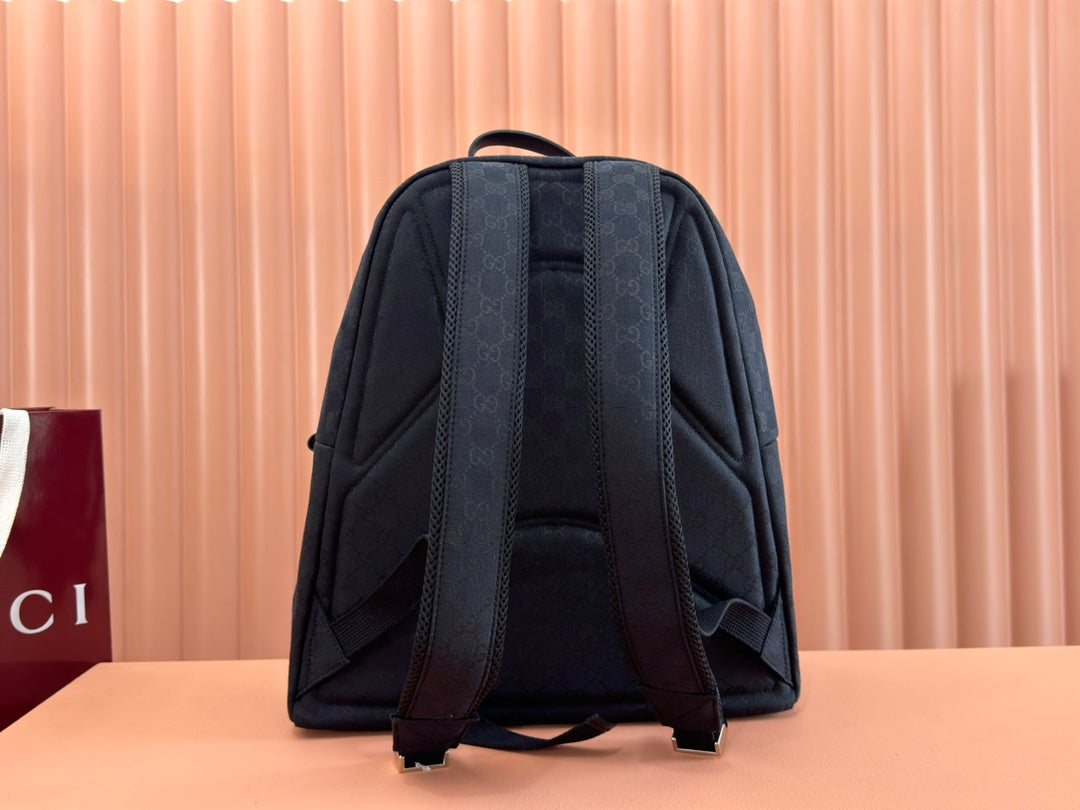 Gucci Backpack Black Canvas Leather 248447