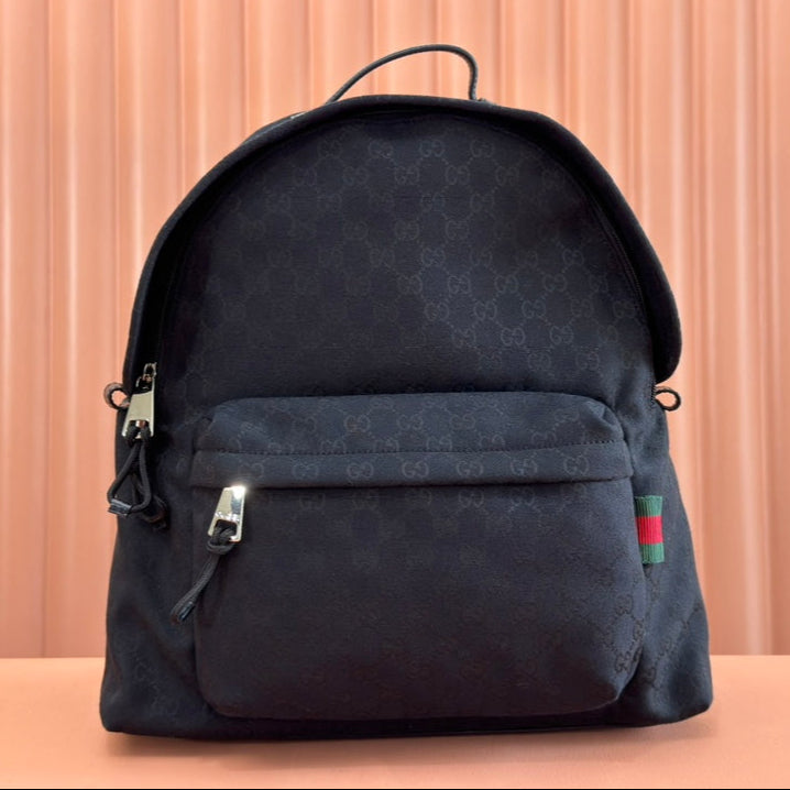 Gucci Backpack Black Canvas Leather 248447