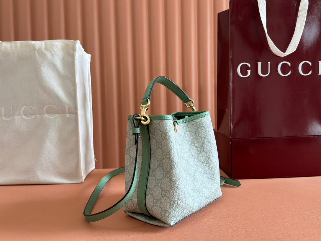 Gucci Ophidia 20.5cm Bag Green Canvas 244363