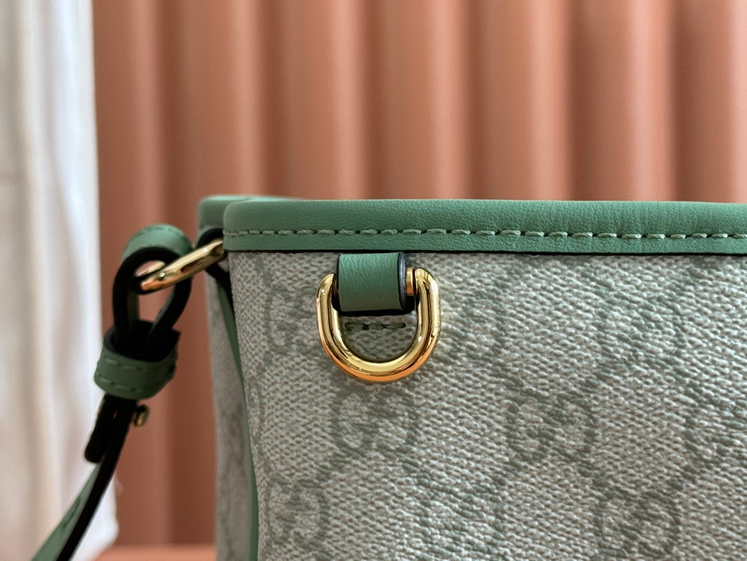 Gucci Ophidia 20.5cm Bag Green Canvas 244363