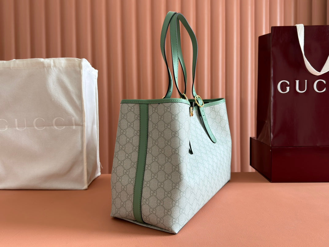 Gucci Ophidia 38cm Bag Green Canvas 244367