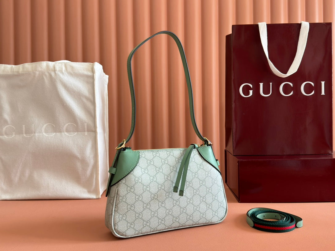 Gucci Ophidia 24.5cm Bag Green Canvas 244369