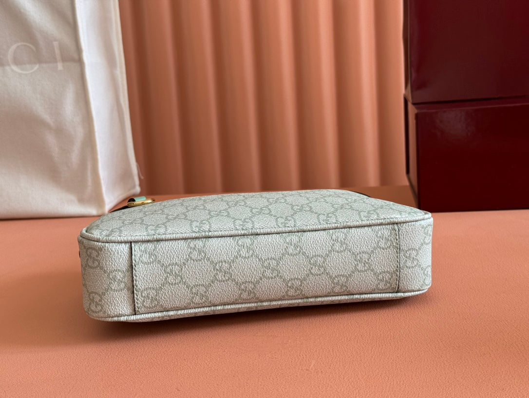 Gucci Ophidia 24.5cm Bag Green Canvas 244369