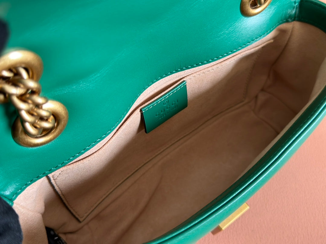 Gucci GG Marmont 22 Bag Green Calfskin Gold Hardware 248371