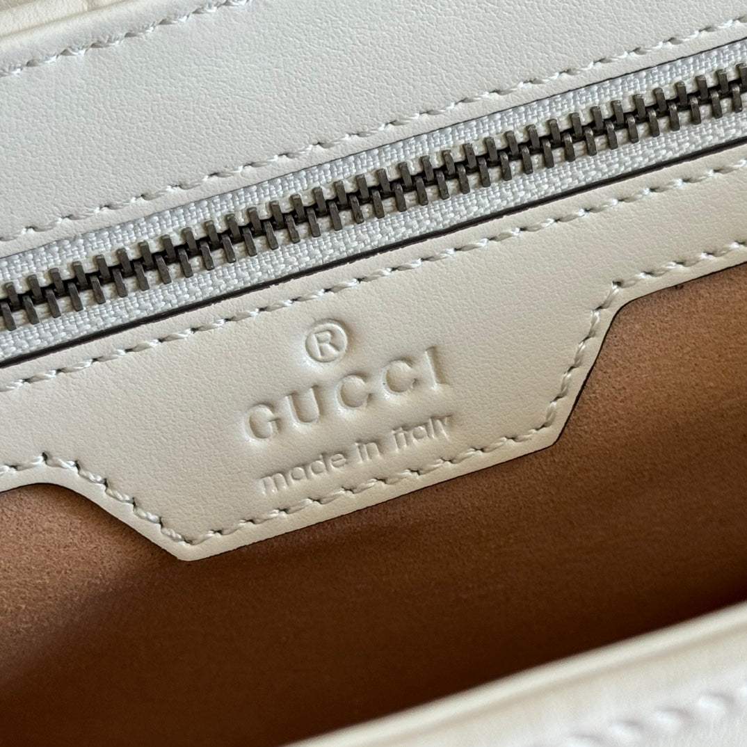 Gucci GG Marmont 26 Bag with Silver Hardware White Calfskin 248240