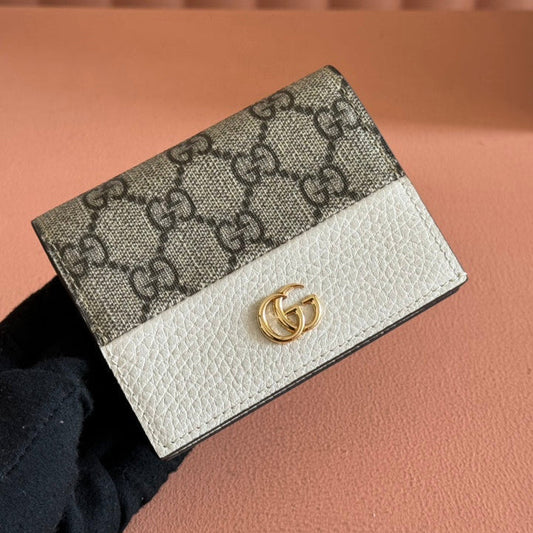 Gucci Marmont Wallet Ebony mix White Canvas Leather 250956