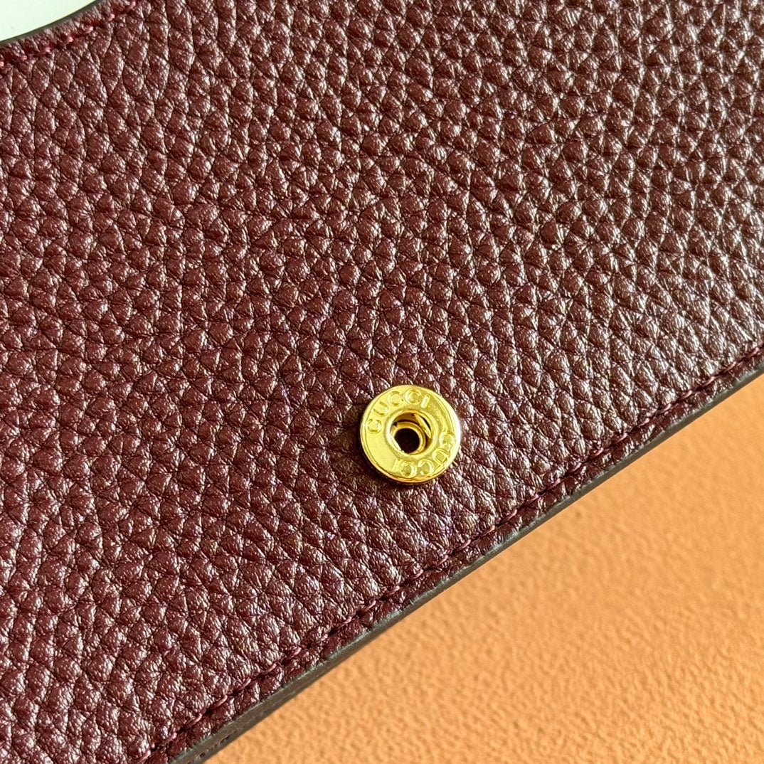 Gucci Marmont Chain Wallet Ebony mix Rosso Ancora Red Leather Canvas 255316