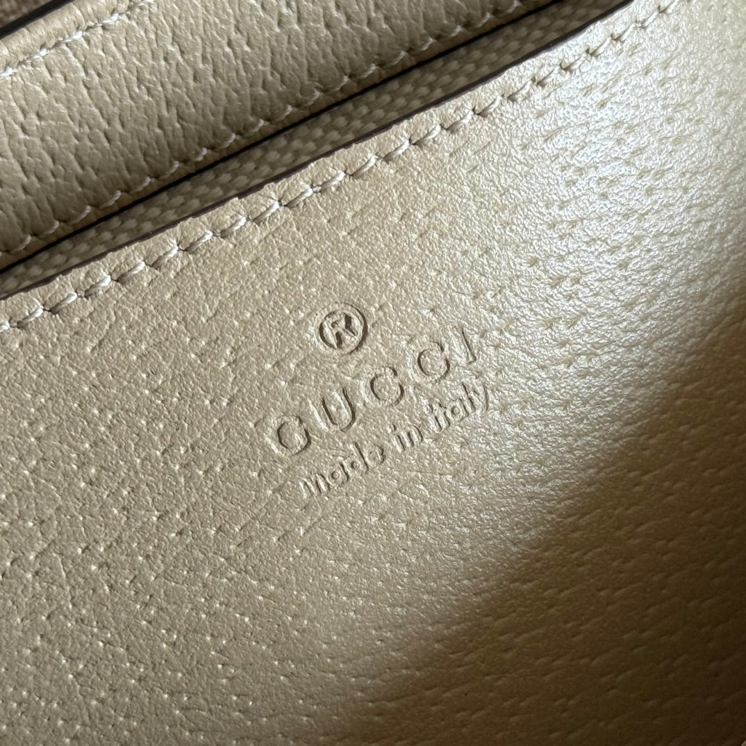 Gucci Ophidia 22cm Bag Beige White Canvas 255219