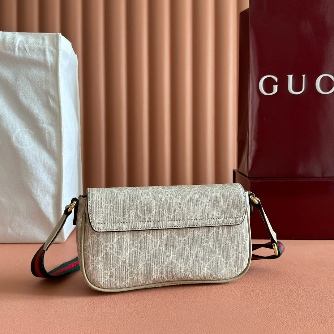 Gucci Ophidia 22cm Bag Beige White Canvas 255219