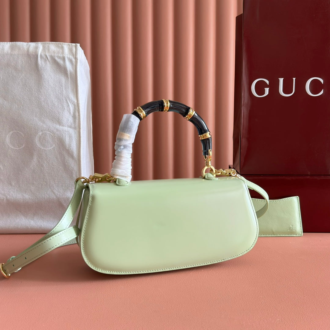 Gucci Bamboo Diva Bag Mint Green Leather 255199