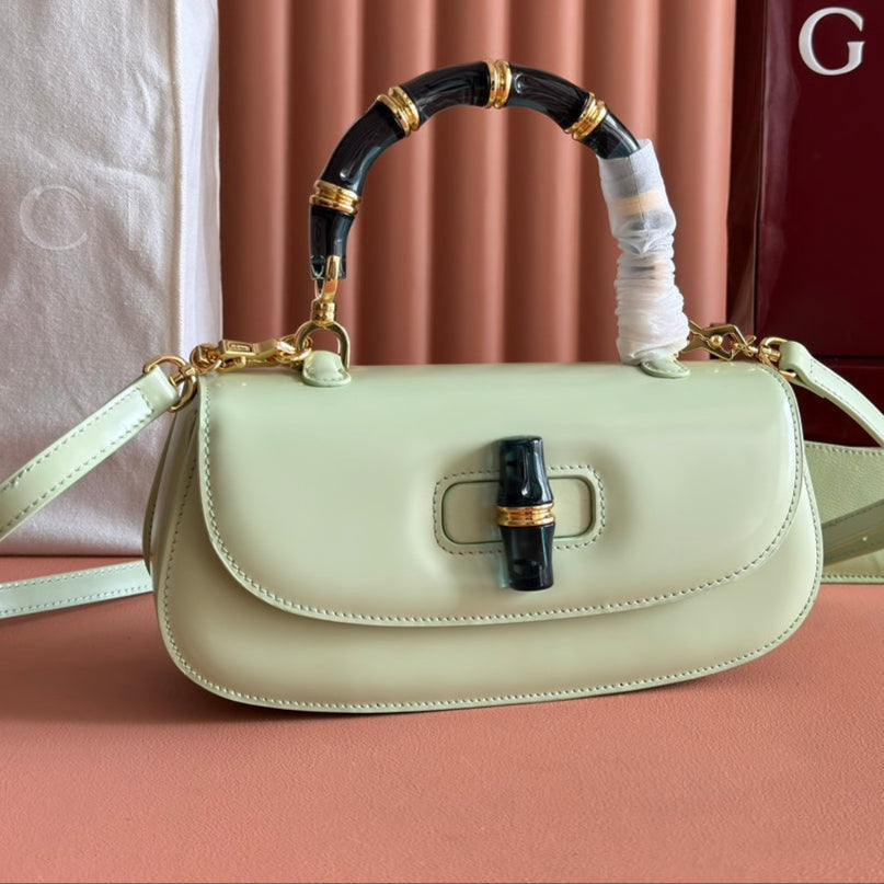 Gucci Bamboo Diva Bag Mint Green Leather 255199