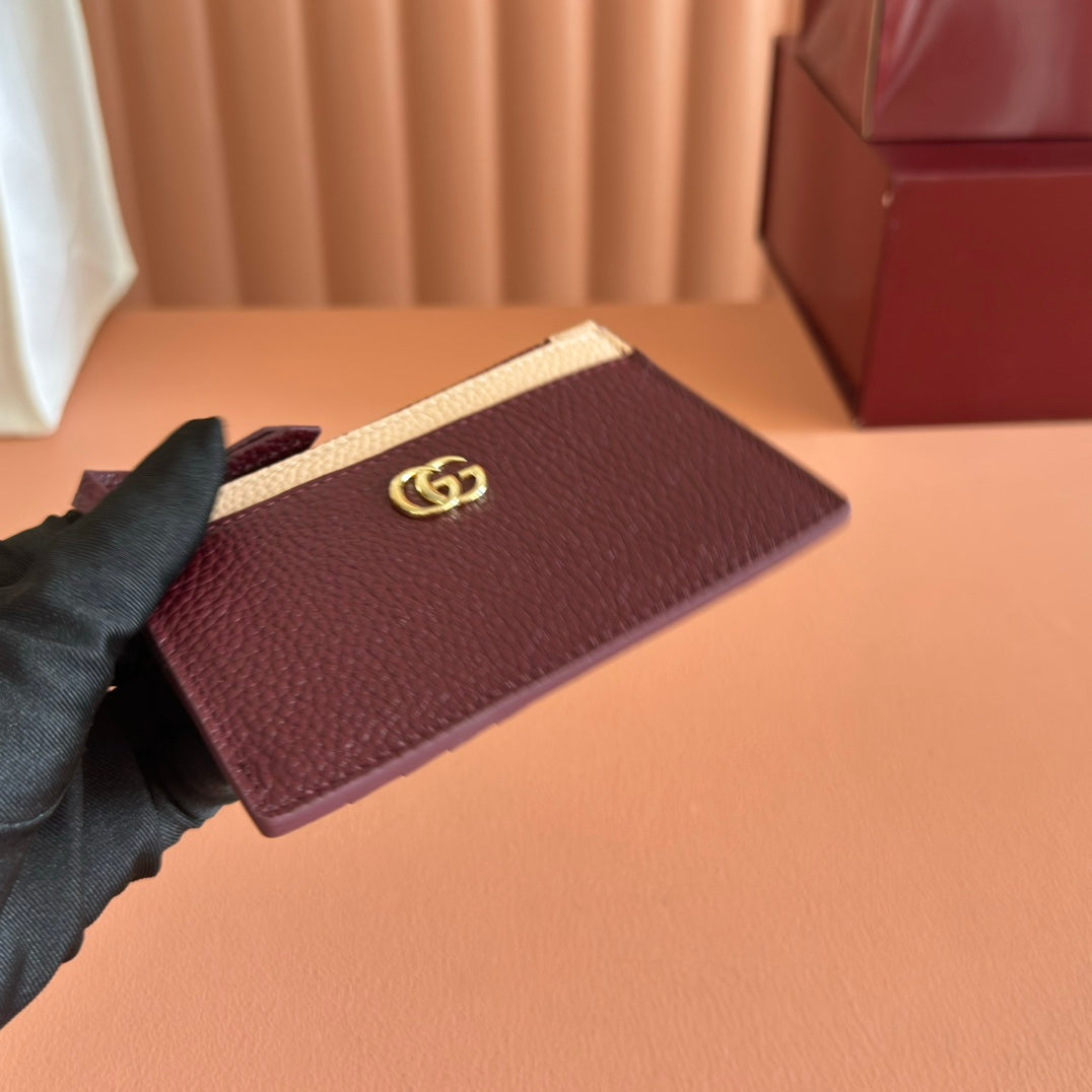 GG Marmont Zip Key Pouch Rosso Ancora Red Leather 255159