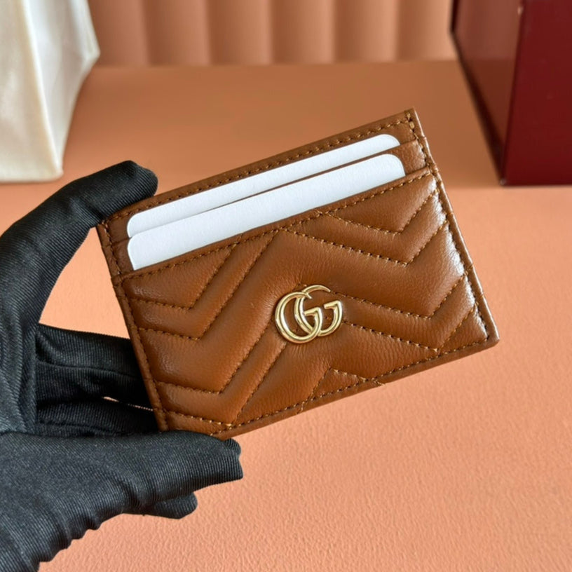 Gucci Marmont Card Wallet Brown Calfskin 254957