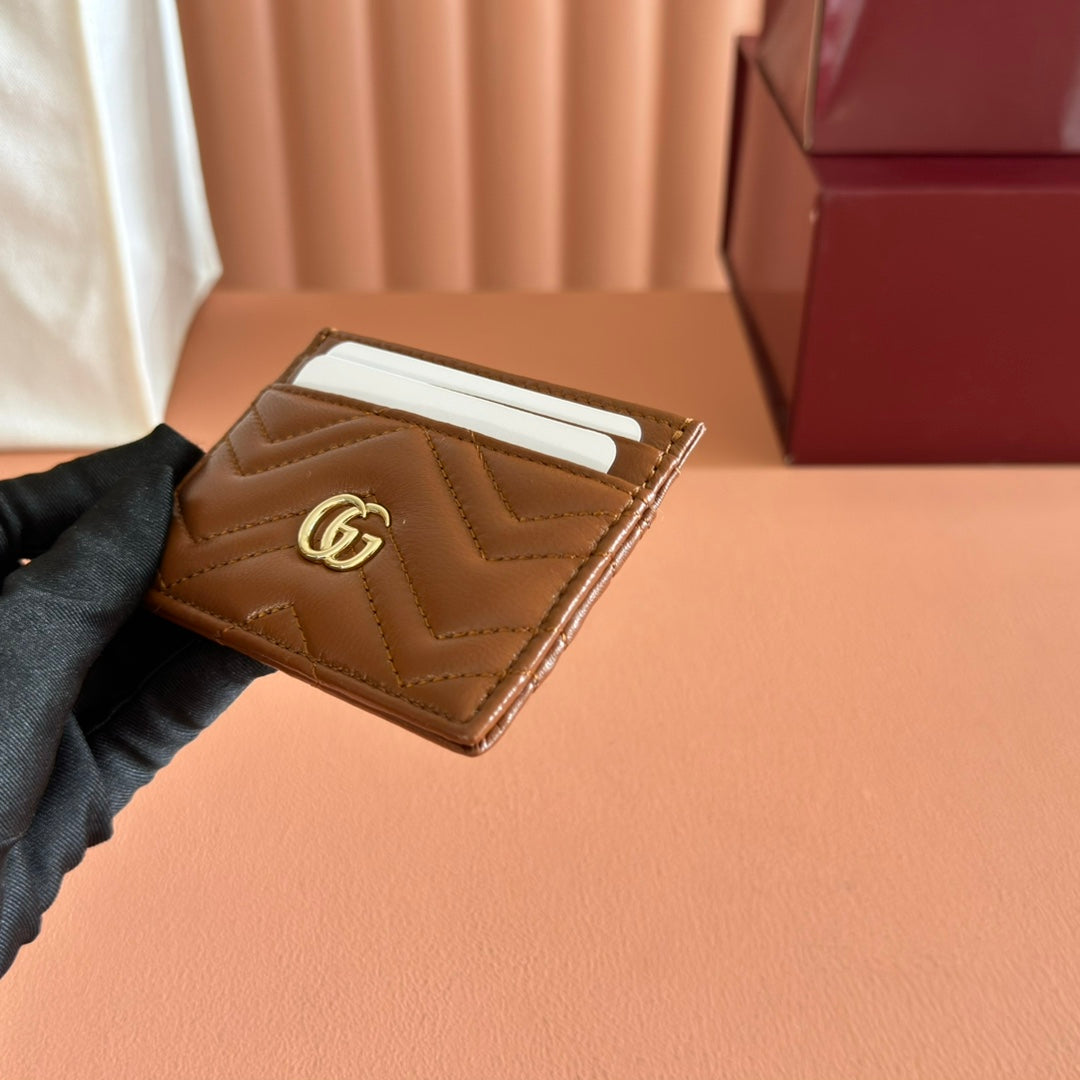 Gucci Marmont Card Wallet Brown Calfskin 254957