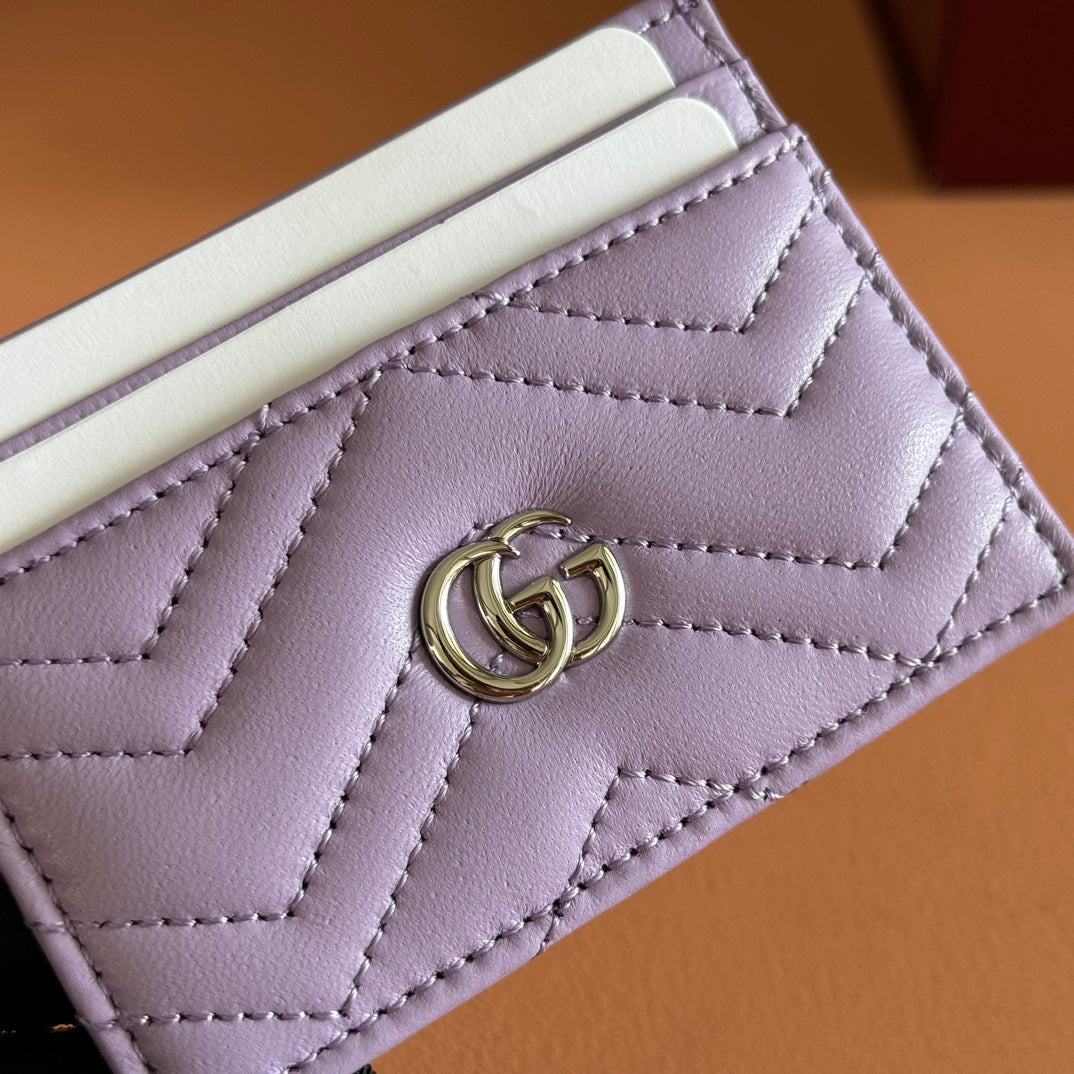 Gucci Marmont Card Wallet Purple Calfskin 254960