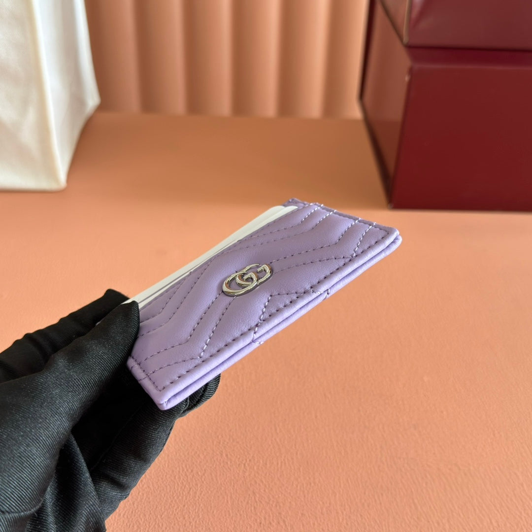 Gucci Marmont Card Wallet Purple Calfskin 254960