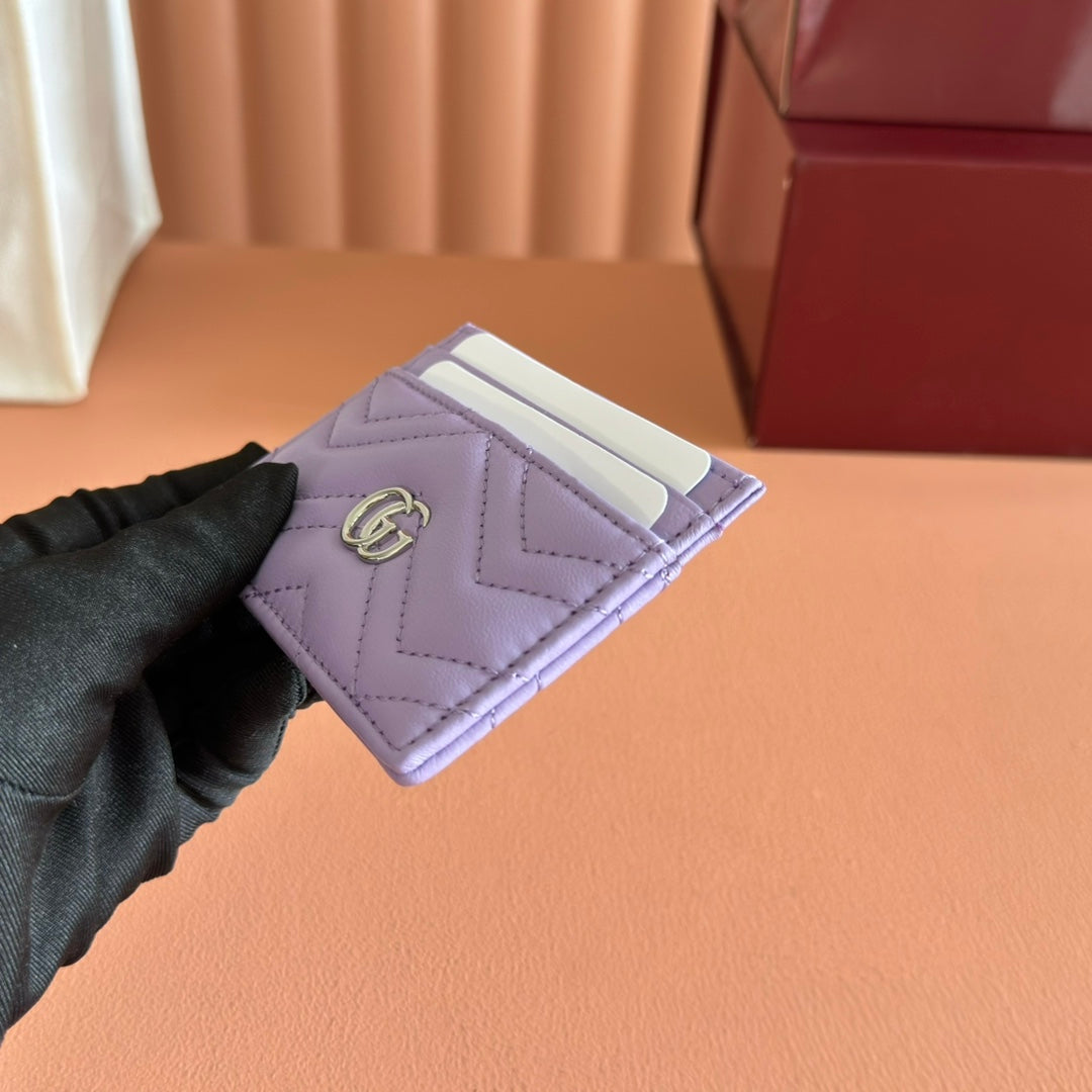Gucci Marmont Card Wallet Purple Calfskin 254960