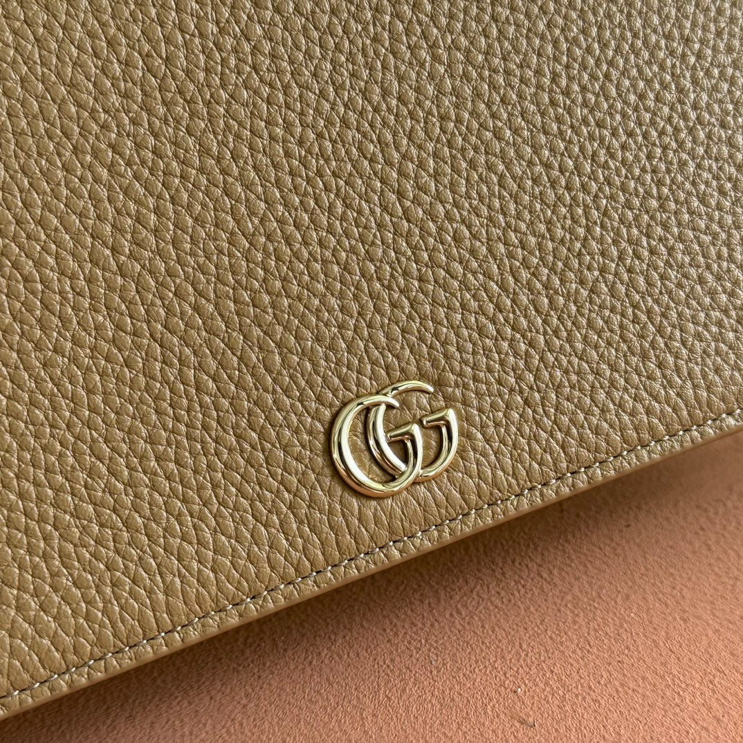 Gucci Marmont Chain Wallet Brown mix Light Green Leather 254943