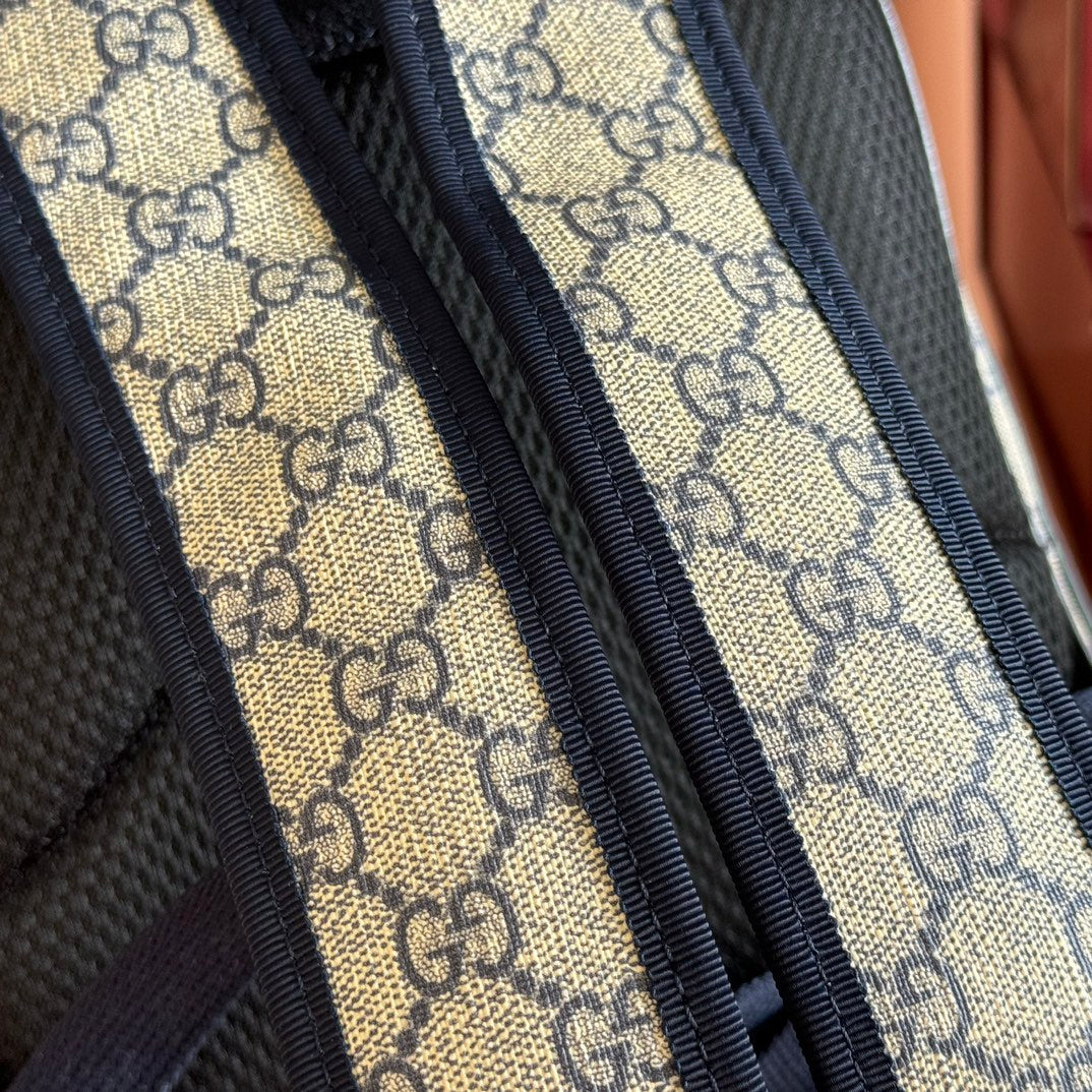 GG Small Ophidia Backpack Beige & Black GG Monogram Fabric 272185