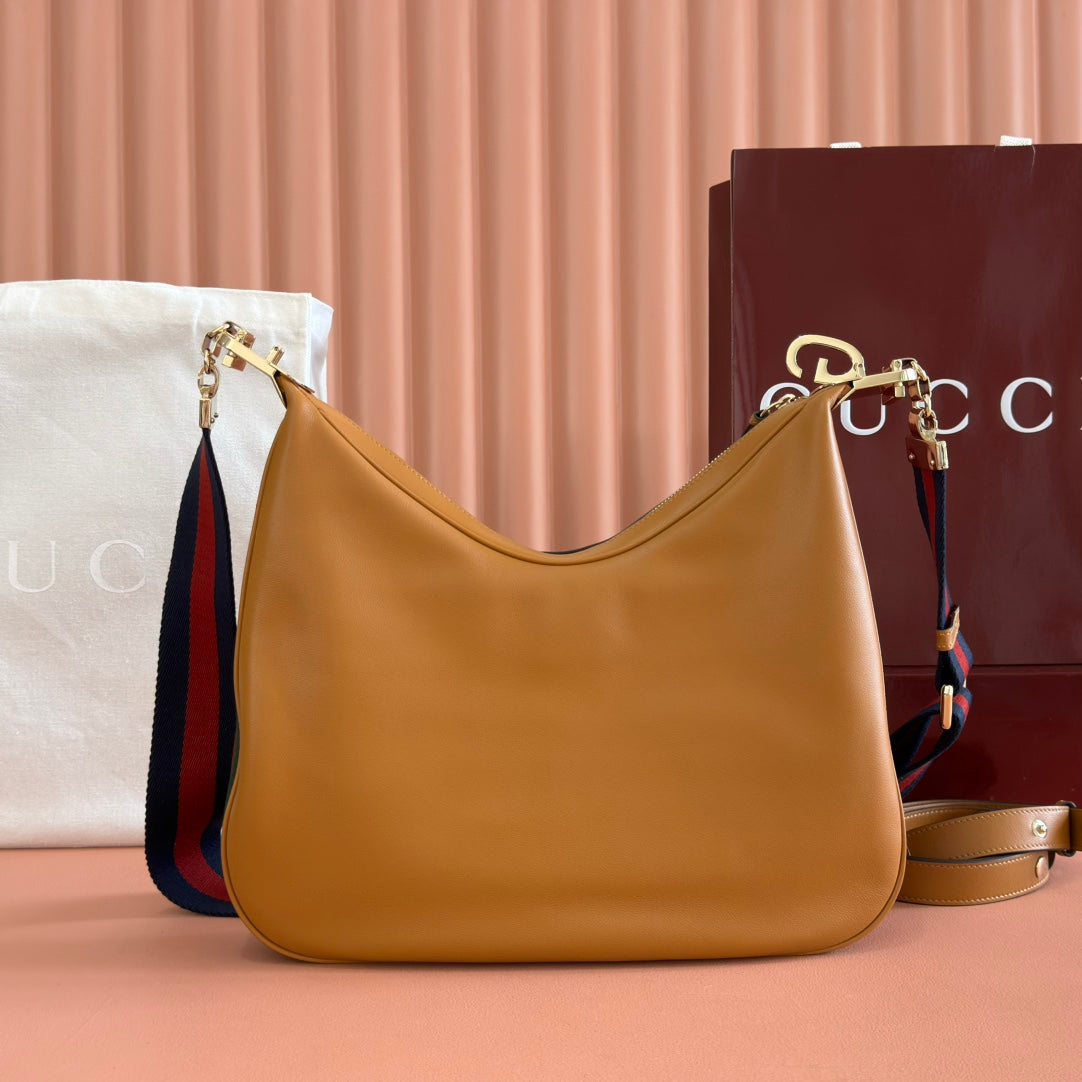 Gucci Attache Large Shoulder Bag 35cm Camel Leather