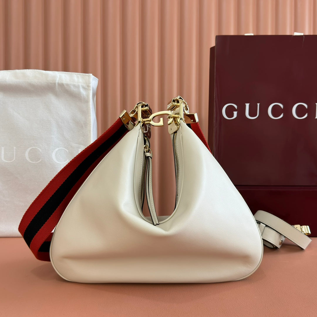 Gucci Attache Large Shoulder Bag 35cm White Leather