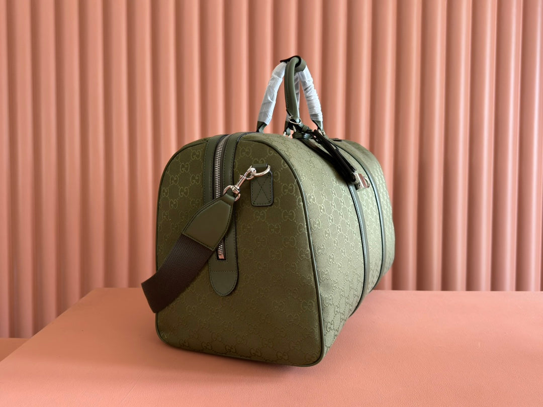 GG FW25 Monogram Large Duffle Bag Forest Green Fabric