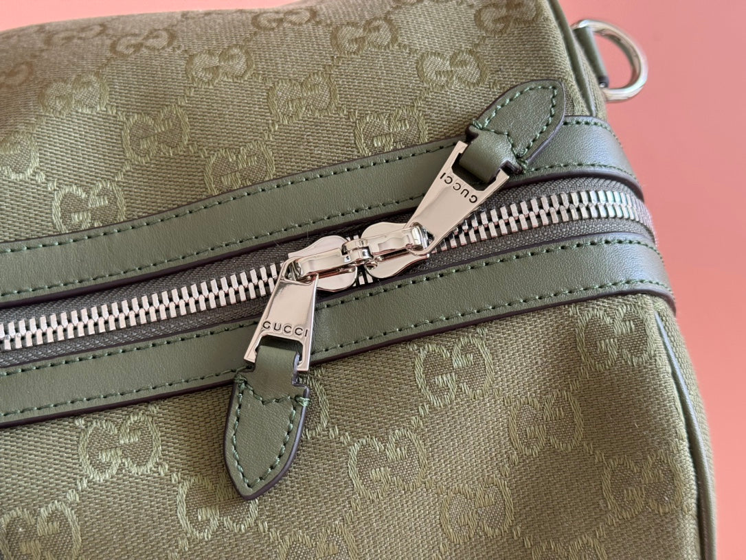 GG FW25 Monogram Large Duffle Bag Forest Green Fabric