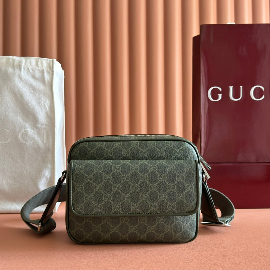 GG Monogram Small Crossbody Bag Forest Green Fabric