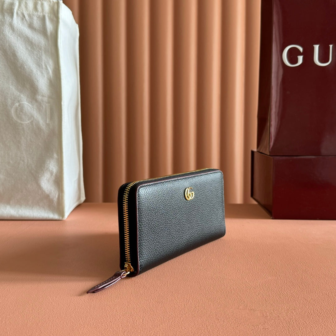 GG Marmont Zip Around Wallet Black Leather