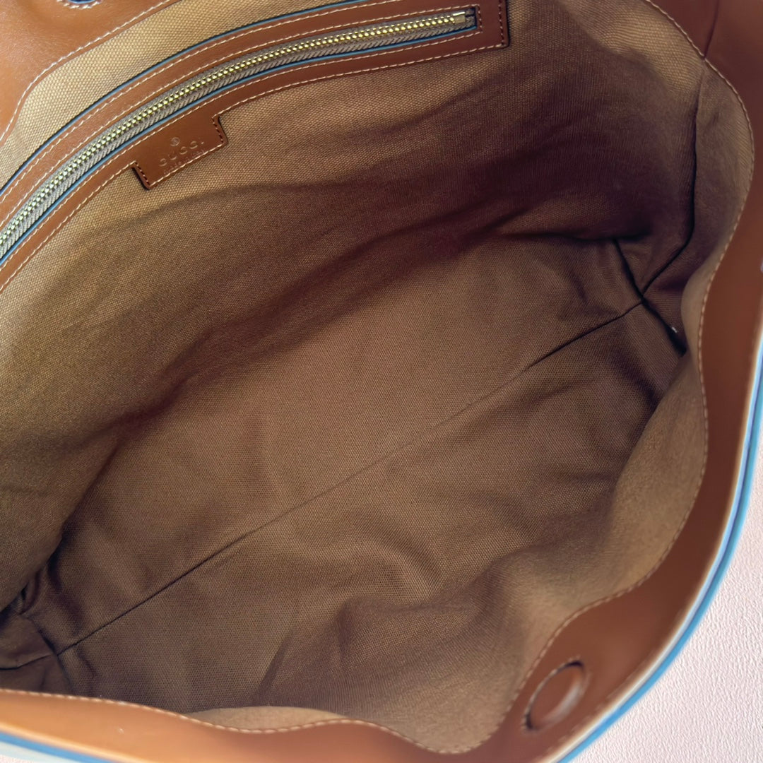 GG Beatrix Medium Tote Bag Brown Smooth Leather GHW 272126