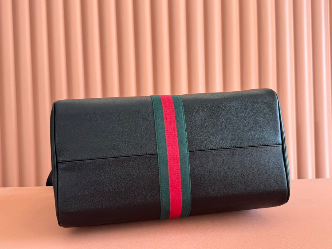 GG Savoy Medium Duffle Bag Black Leather