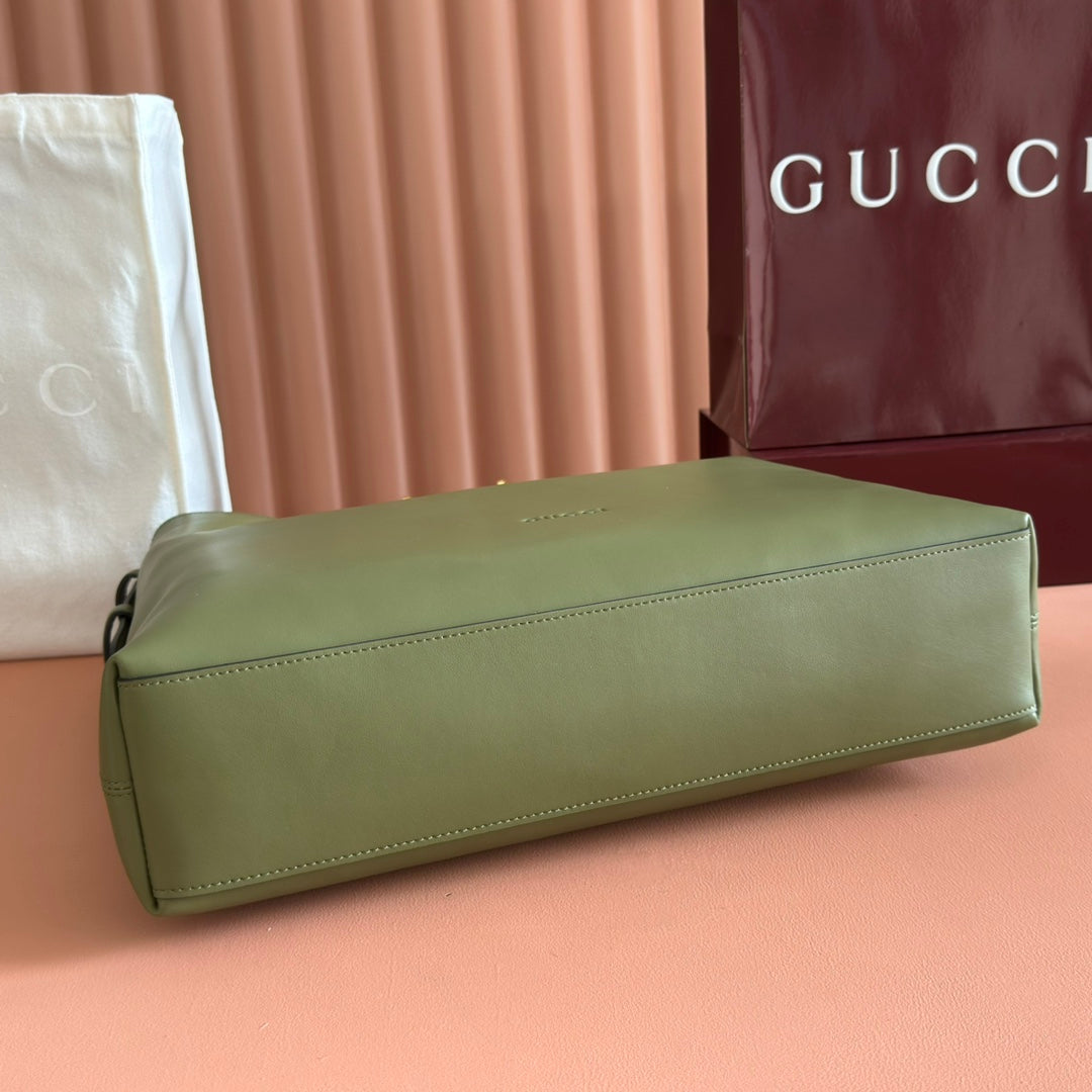 GG Beatrix Large Tote Bag Olive Green Smooth Leather GHW 272148
