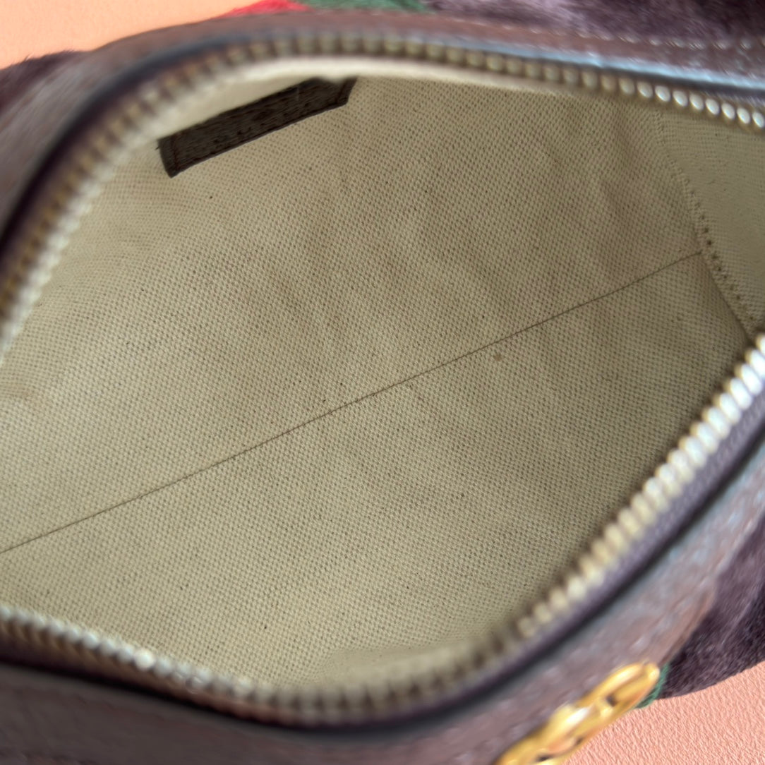 GG AW 25 Ophidia Mini Bag 18.5 Dark Brown Suede