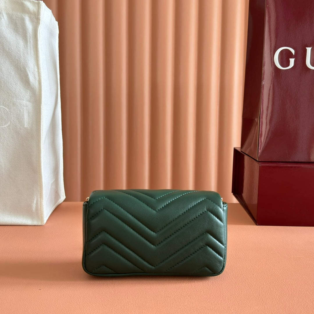 Gucci Marmont Bag 17 Dark Green Lambskin Gold Hardware 271791
