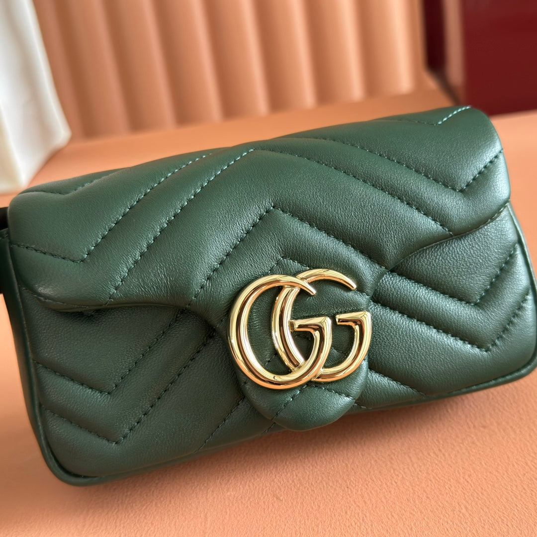 Gucci Marmont Bag 17 Dark Green Lambskin Gold Hardware 271791