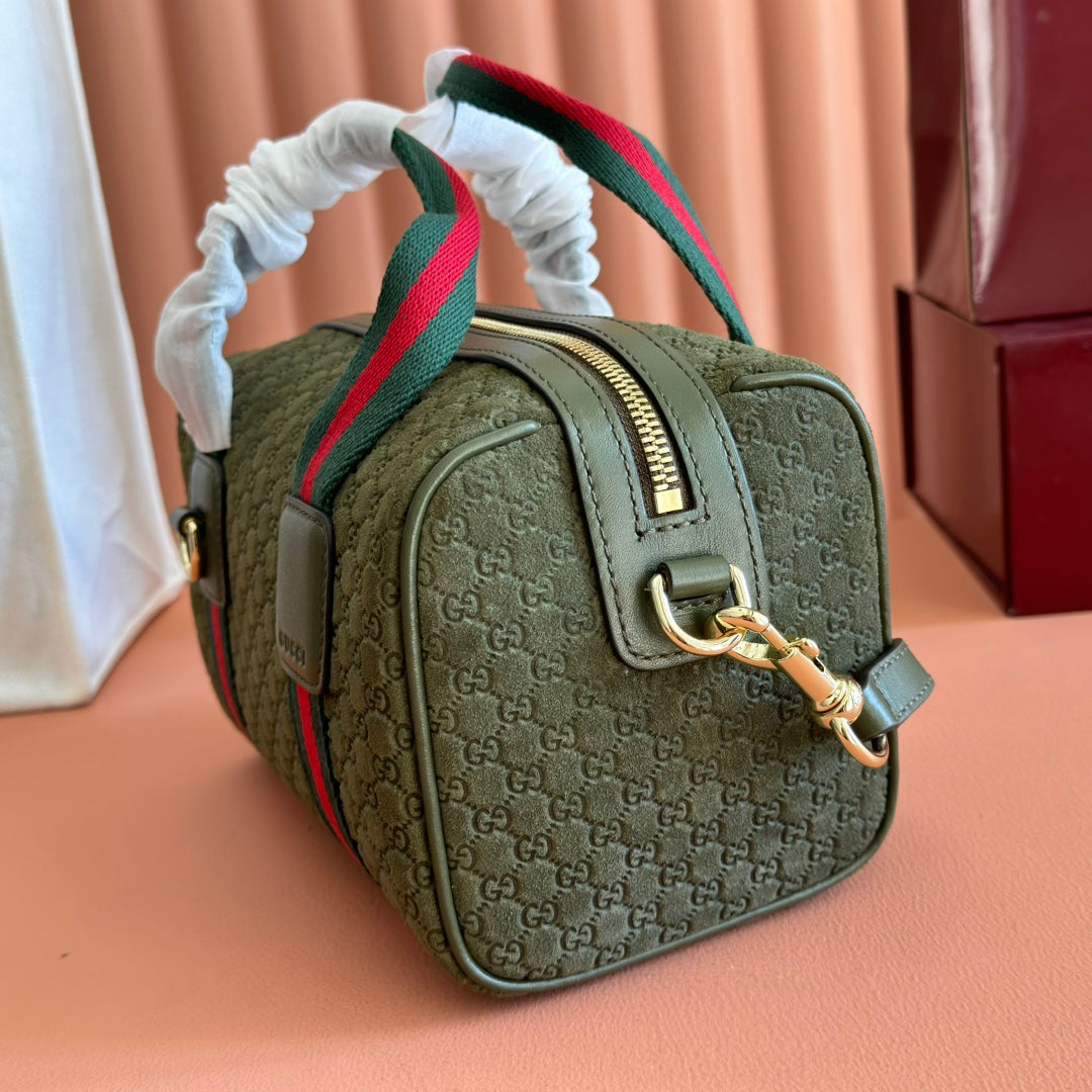 GG 2025 Bag 20cm Green Red Suede Leather 273267