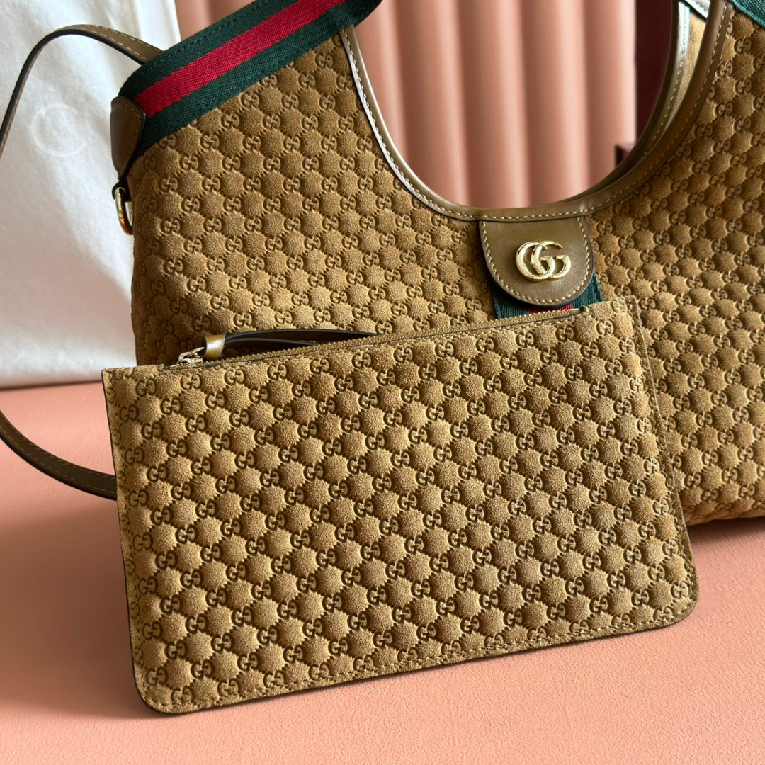 GG 2025 Giglio SmallTote Bag 25cm Brown Red Suede Canvas 273271