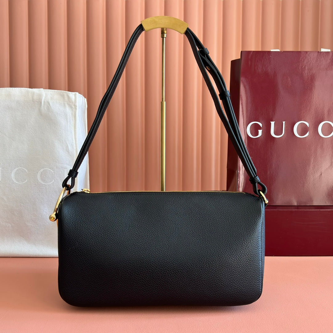 Gucci Half Horsebit Mini Bag 31.5 Black Grain Cowhide 273165