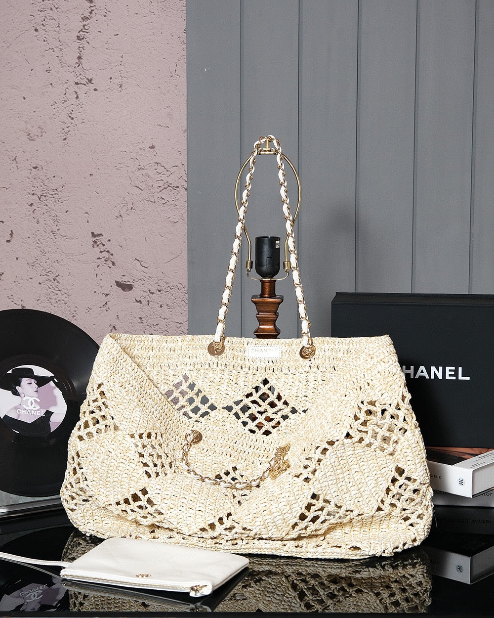 cc coco beach bag 51cm beige raffia