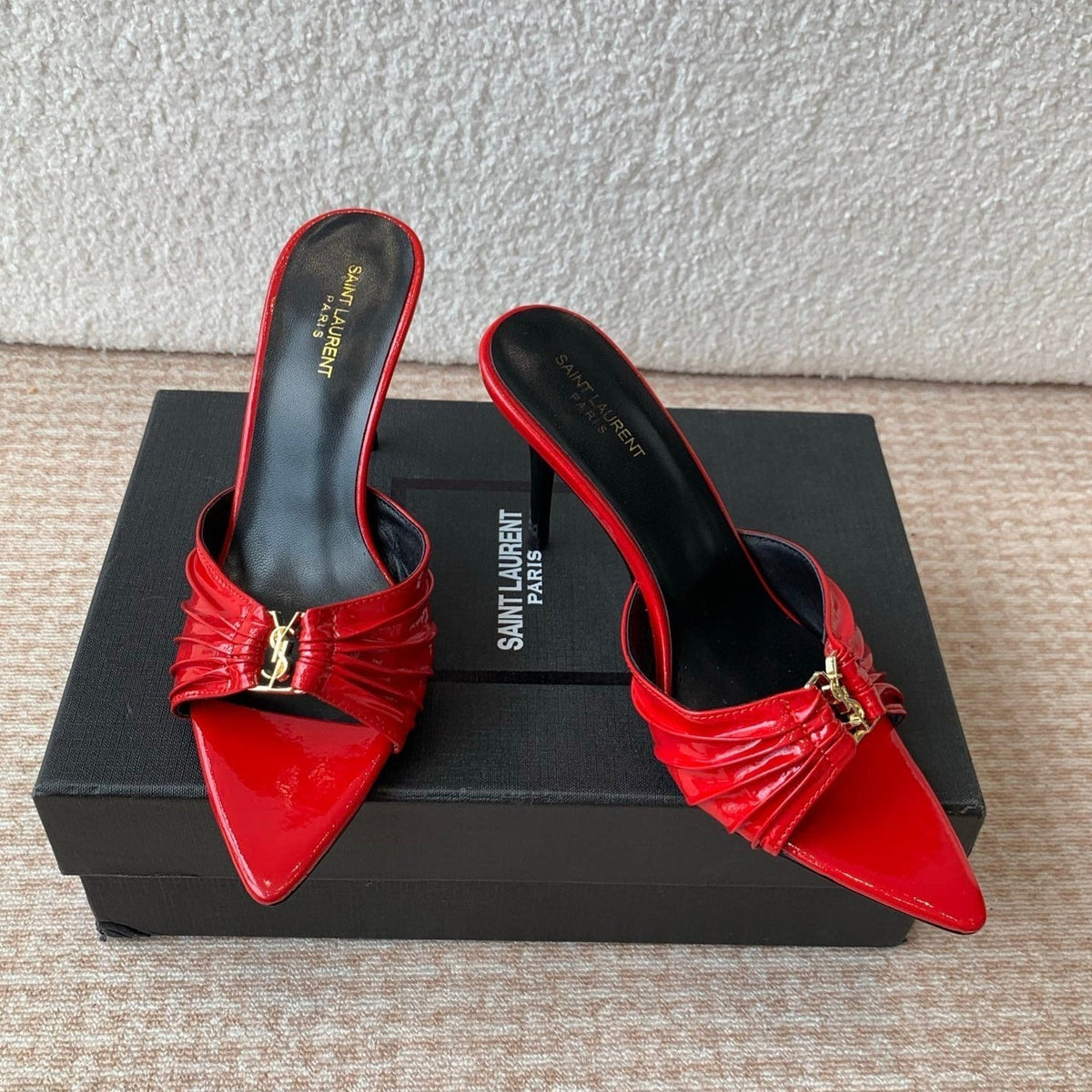 SL Babylone Sandal Heeled 10cm Red Patent Calfskin