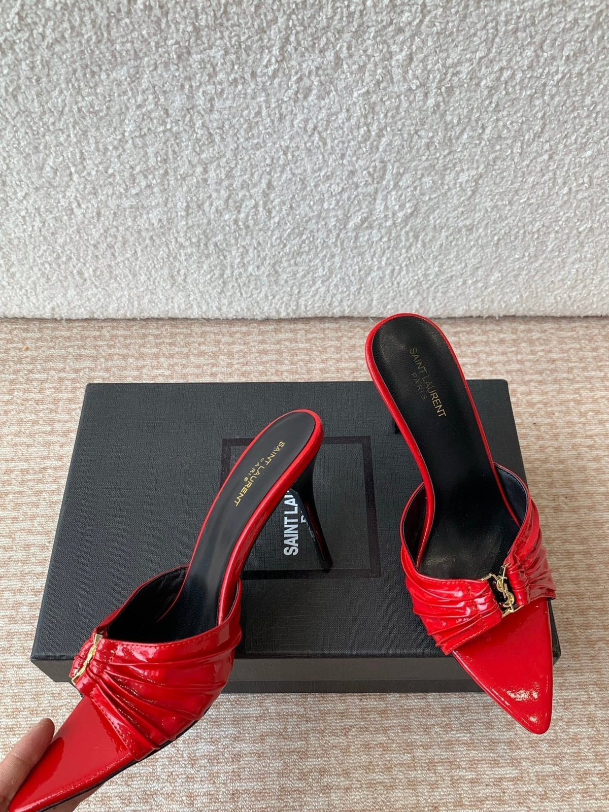SL Babylone Sandal Heeled 10cm Red Patent Calfskin