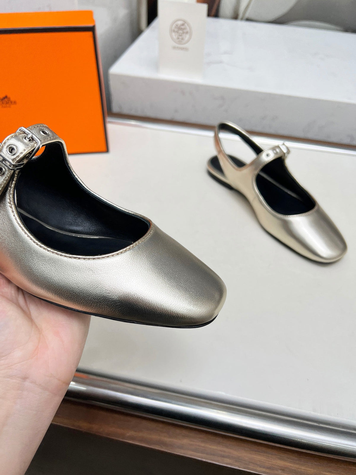 Kleo Slingback Gold Lambskin 214071