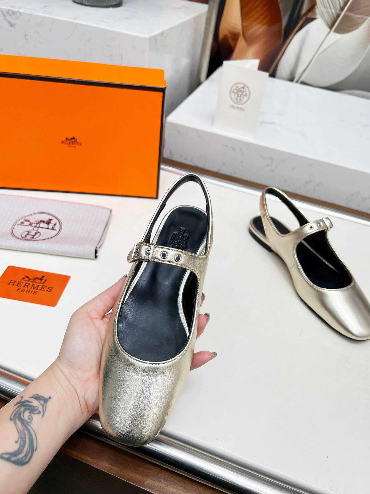 Kleo Slingback Gold Lambskin 214071