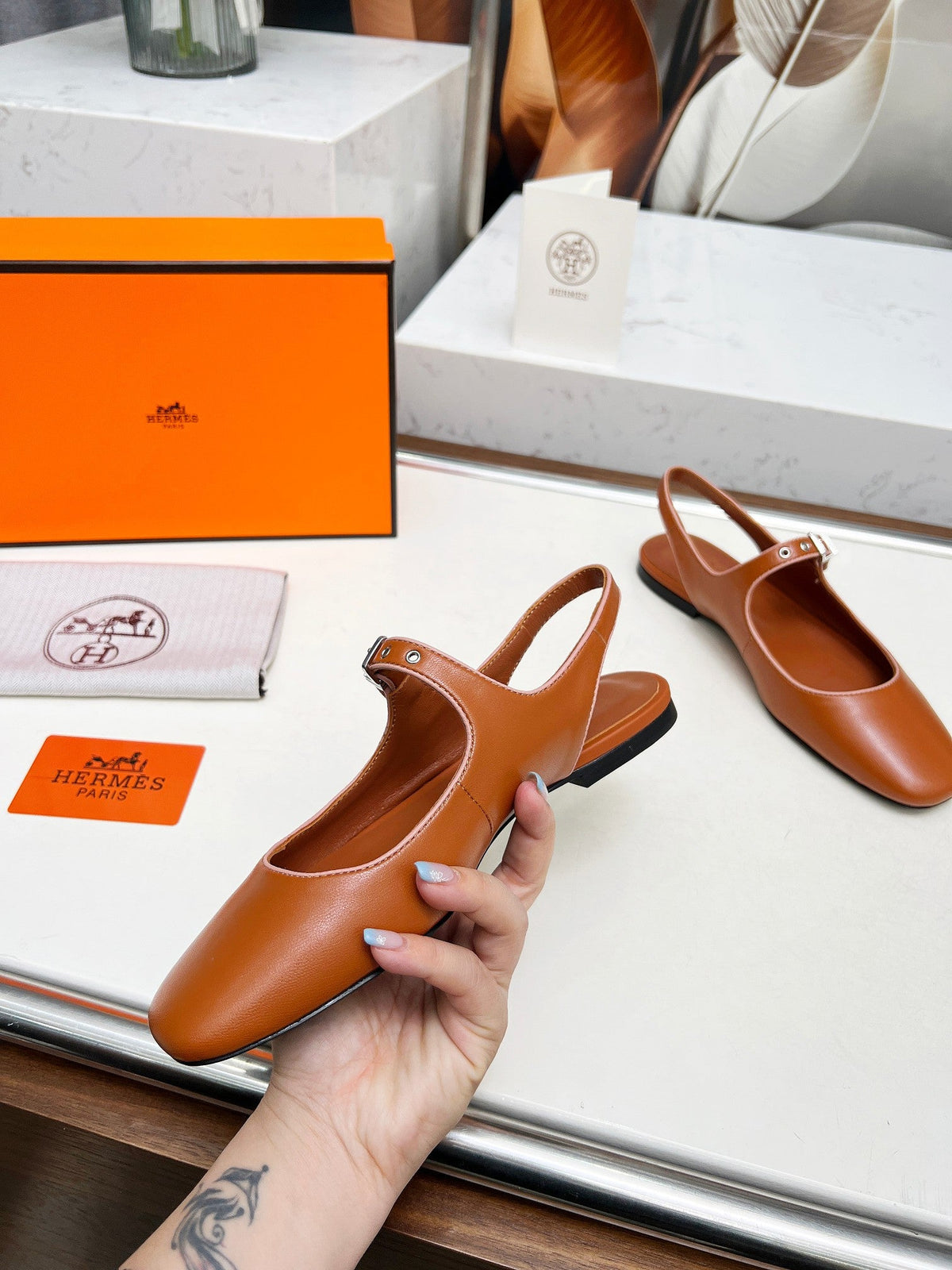 Kleo Slingback Tan Lambskin 214068