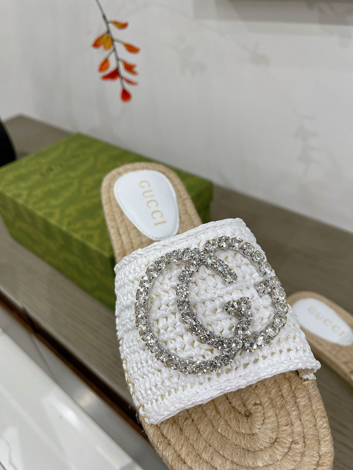 GG INTERLOCKING G ESPADRILLE WHITE FABRIC