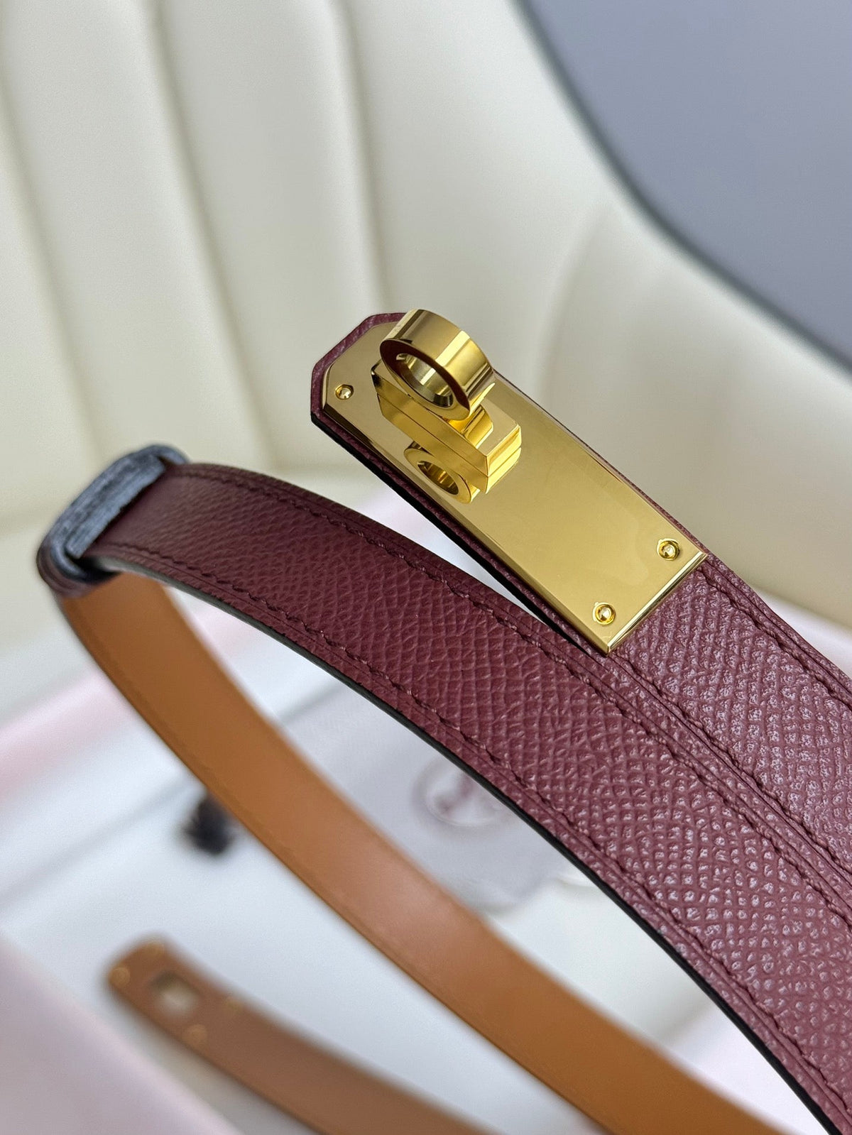 HM Kelly Belt 18mm Burgundy Epsom Leather