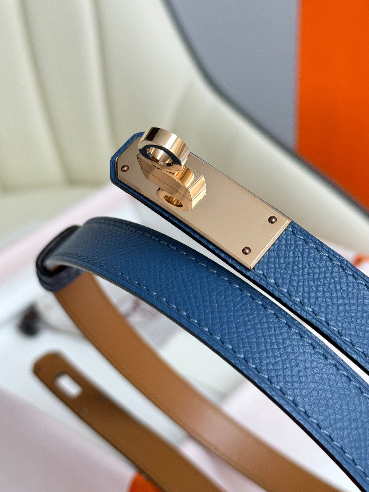 HM Kelly Belt 18mm Blue Epsom Leather