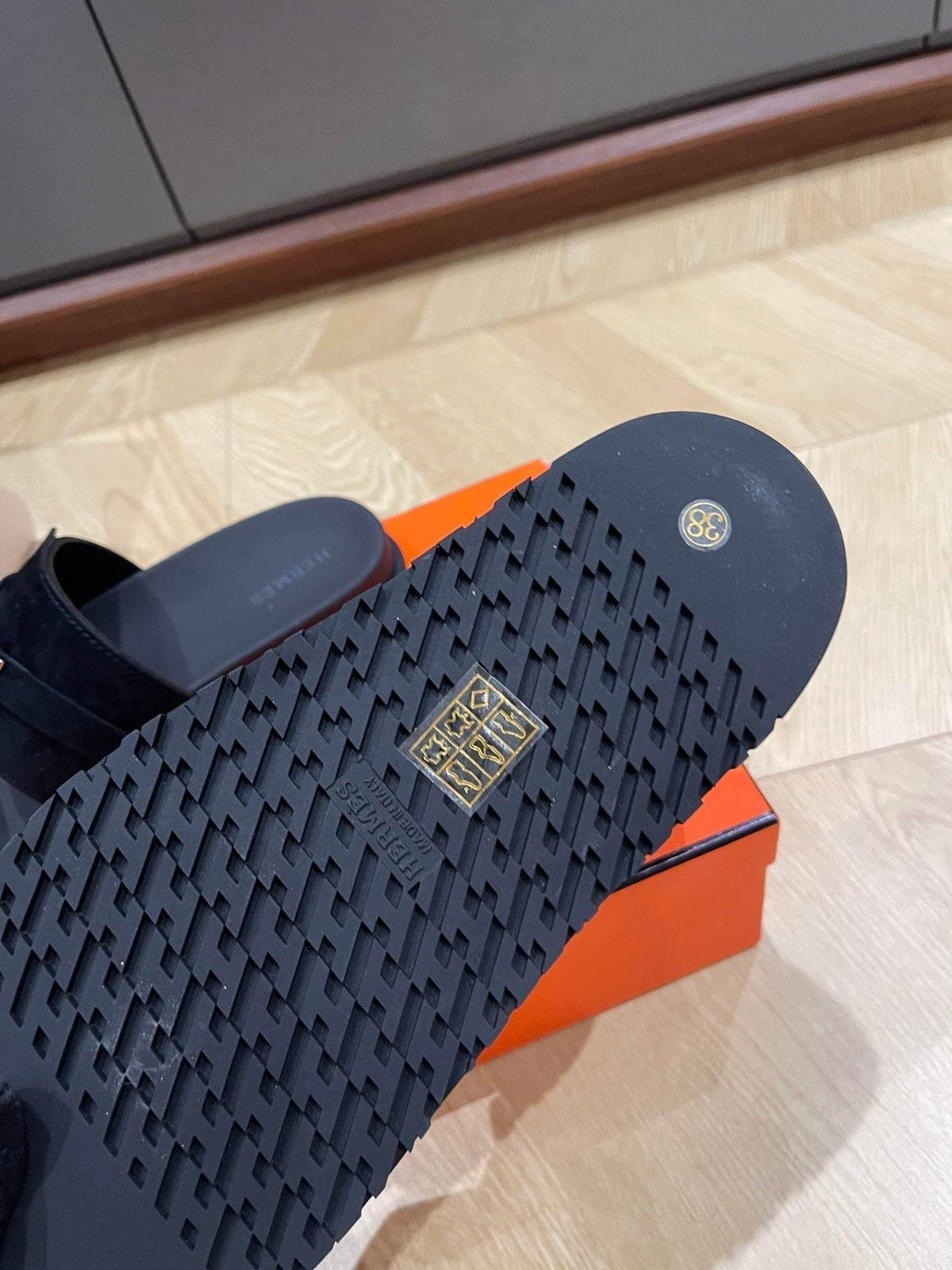 HM 25 Jackson Sandal Black Suede Calfskin
